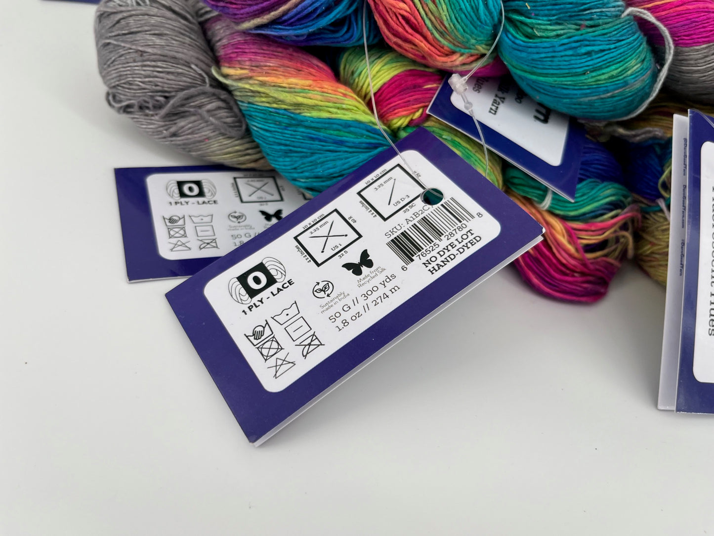 Darn Good Yarn Laceweight Recycled Silk 2 ply - Lot of 9 Skeins