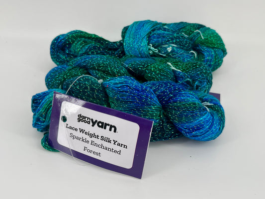 Darn Good Yarn Lace Weight Silk Sparkle - Lot of 3 Skeins