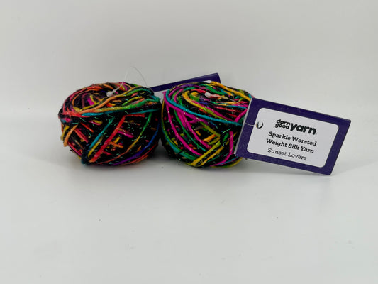 Darn Good Yarn Sparkle Worsted Weight Silk - Lot of 2