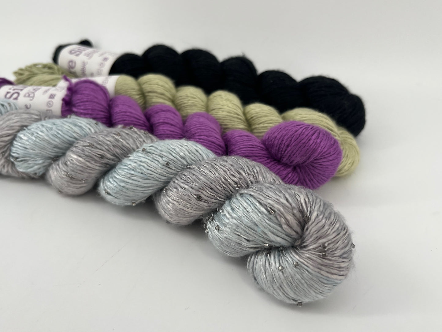 Debbie Bliss Pure Silk + Artyarns Beaded Silk
