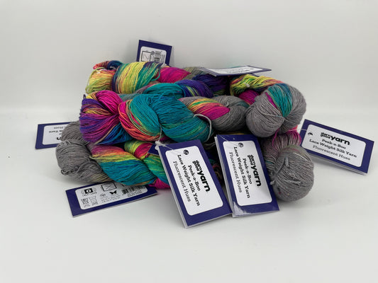 Darn Good Yarn Laceweight Recycled Silk 2 ply - Lot of 9 Skeins