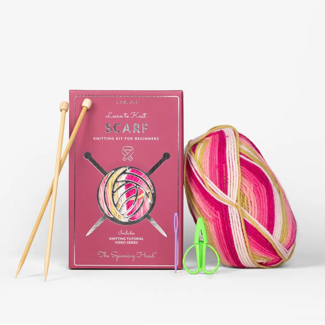 Learn to Knit Scarf Kit - Dragonfruit