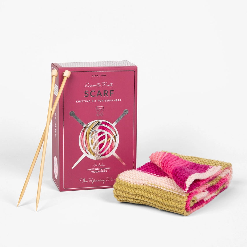 Learn to Knit Scarf Kit - Dragonfruit