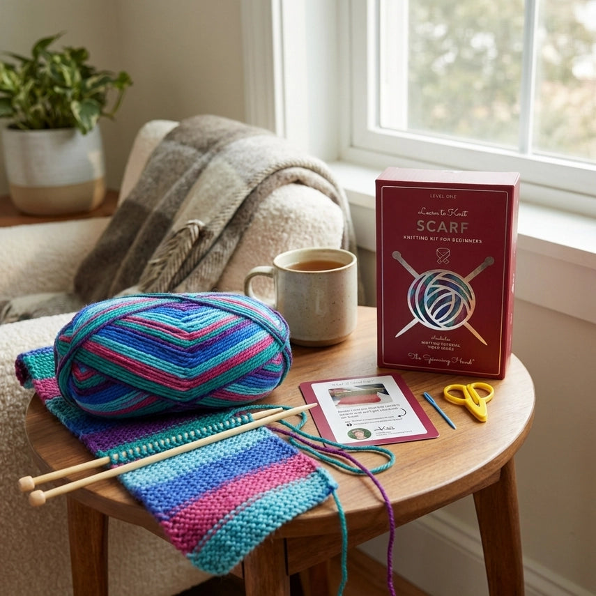 Learn to Knit Scarf Kit - Tie Dye
