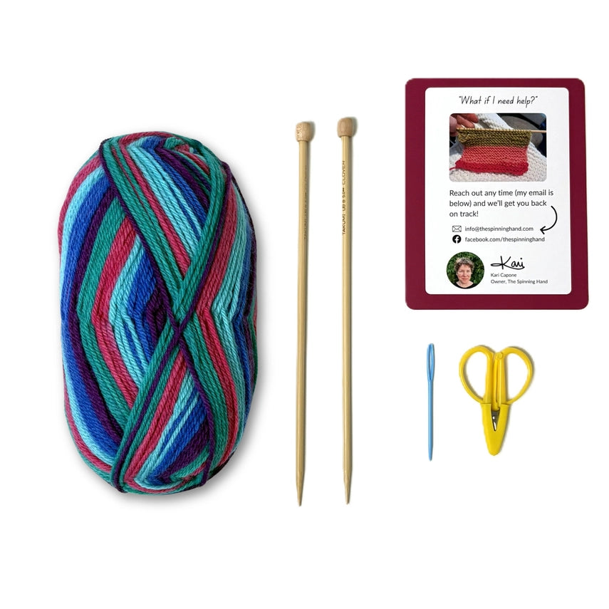 Learn to Knit Scarf Kit - Tie Dye